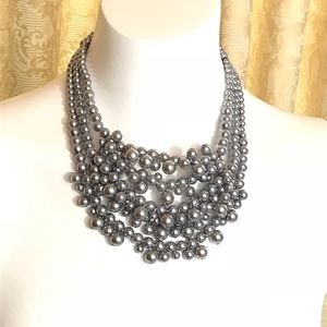 Grey pearl statement necklace jewelry boutique